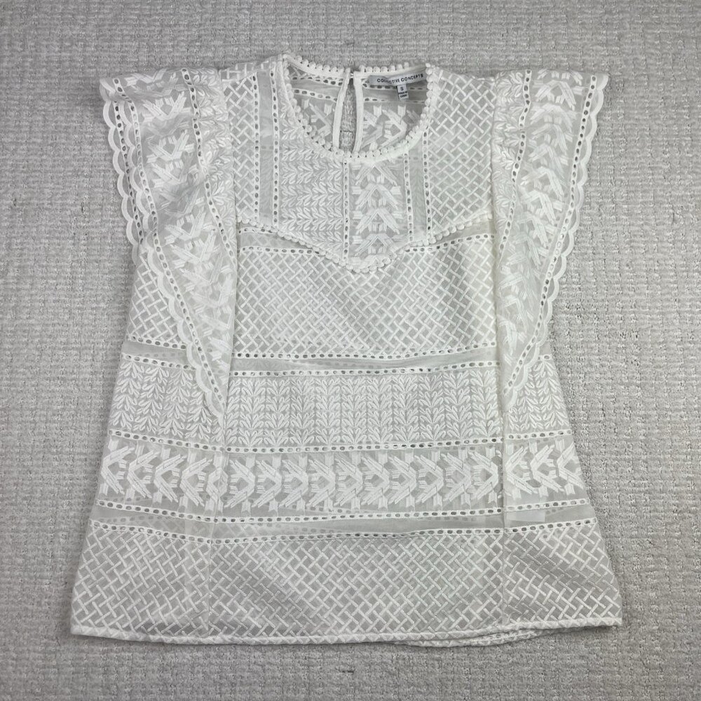 Collective Concepts Womens White / transparent Sleeveless Blouse Size S